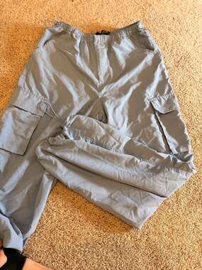 Refuge Women's Light Blue Drawstring Cargo Parachute Pants Size Small